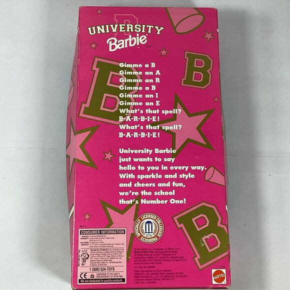 Mattel University Barbie UVA Cheerleader University Of VA New 1997 Box Damaged - Picture 8 of 12